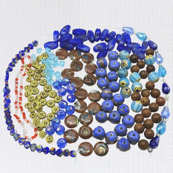 Lot Beads Glass Metal Lampwork Crystal Millefiori Wedding Cake Murrine Goldstone - Picture 2 of 14